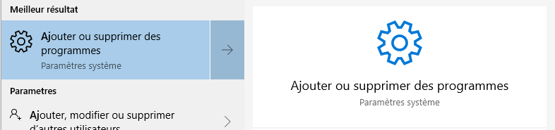 ajouter ou supprimer un programme