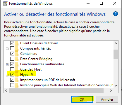 Activer Hyper-V W10